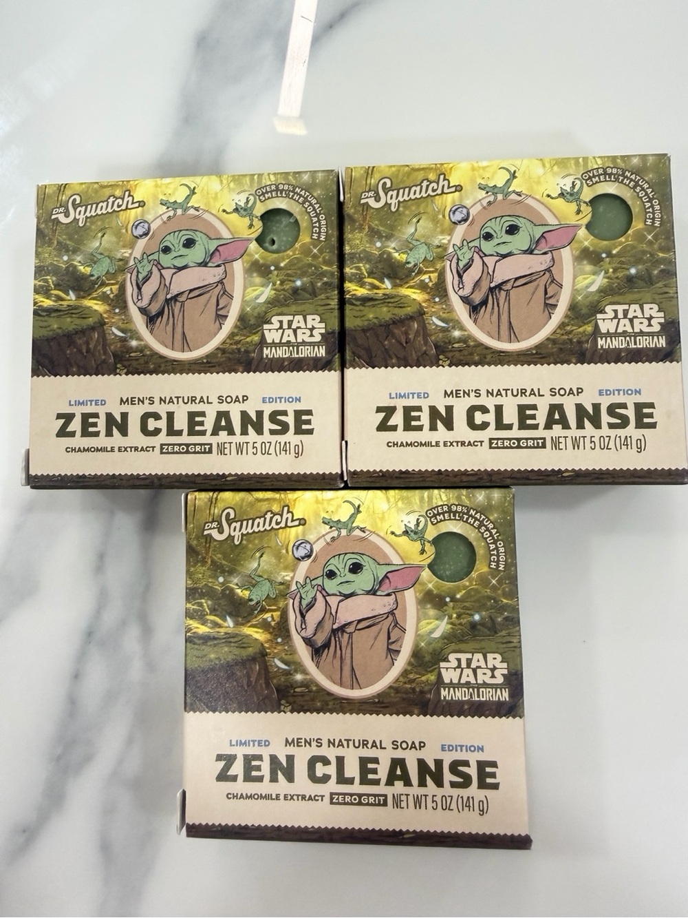 Dr. Squatch x Star Wars grogu "Zen Cleanse" Men's Natural Soap - Green lot of 3